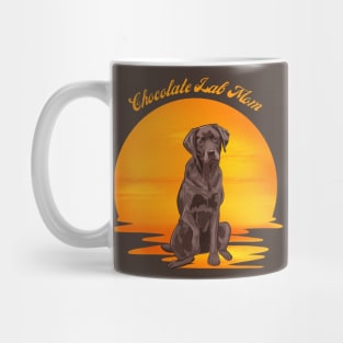 Retro Sunset Chocolate Lab Mom Mug